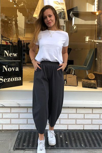 Different Style Pantaloni largi din Gabardină