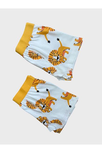elmas kids Băiat - Set de 2 boxeri din bumbac alb cu model de leu