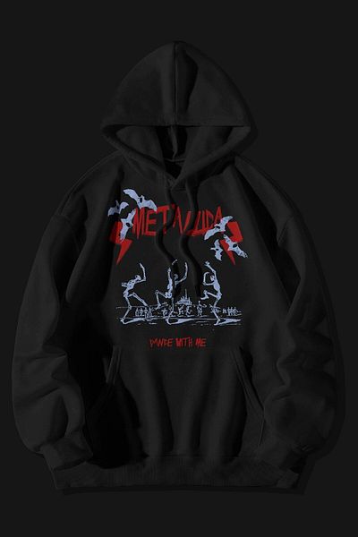 The Baski Metallica Dance With Me Printed 100% Cotton Fleece Premium Μαύρο φούτερ