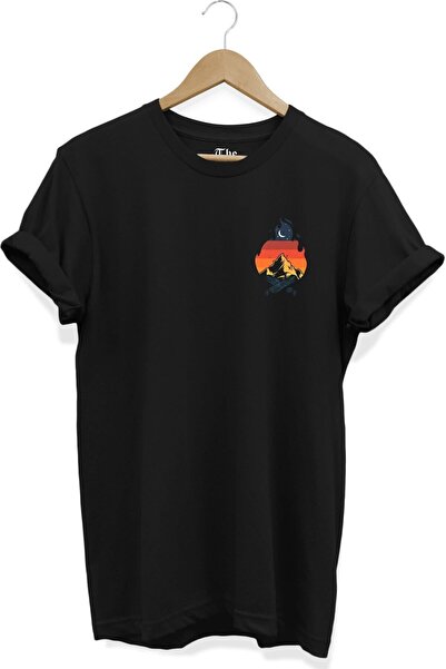 The Baski Crna unisex košulja za kampovanje Štampano sa cool dizajnom, kratki...