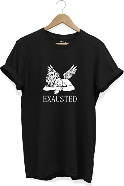 The Baski Crna unisex majica Exausted - Tired Angel Štampano kratkih rukava T...