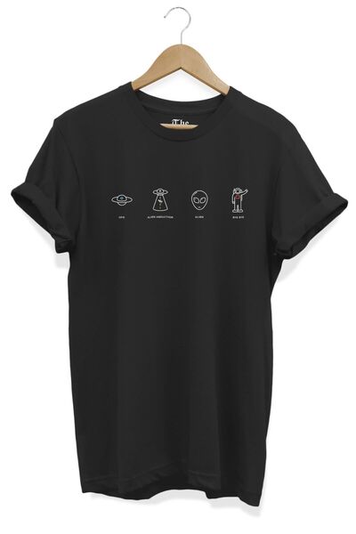 The Baski Crna unisex majica Planet Štampano kratkih rukava T-shirt