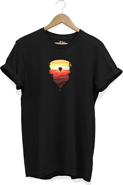 The Baski Crni unisex balon za letenje Štampano boja kratki rukav T-shirt