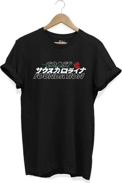 The Baski Crna unisex majica sa ružom Štampano sa kratkim rukavima T-shirt