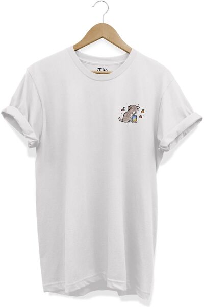 The Baski Λευκό Unisex Cute Cat - Cute Cat Printed κοντομάνικο μπλουζάκι
