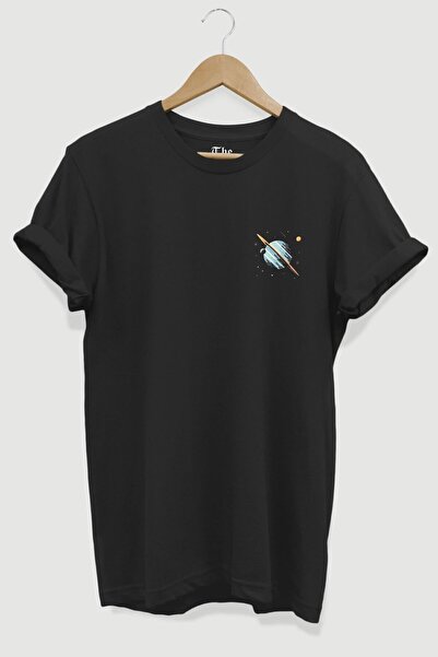 The Baski Crna unisex minimalistička majica Planet Chest Štampano kratkih ruk...