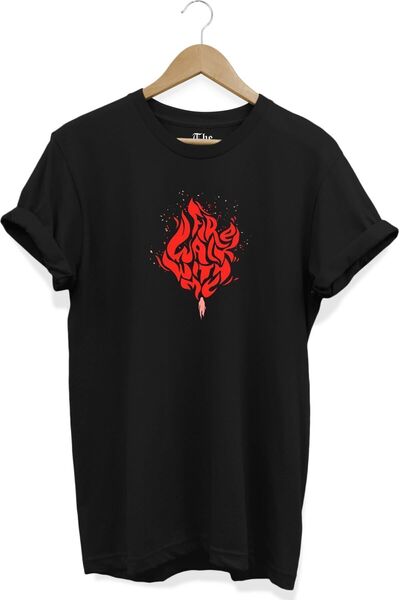The Baski Crna unisex majica Fire Fire With Me tekst Štampano kratki rukav T-...