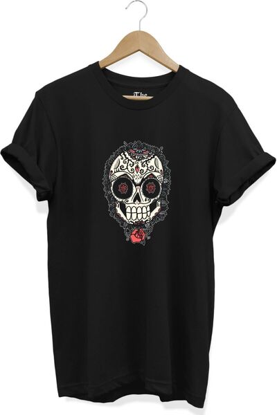 The Baski Tricou cu mânecă scurtă cu imprimeu negru Cool Skull unisex
