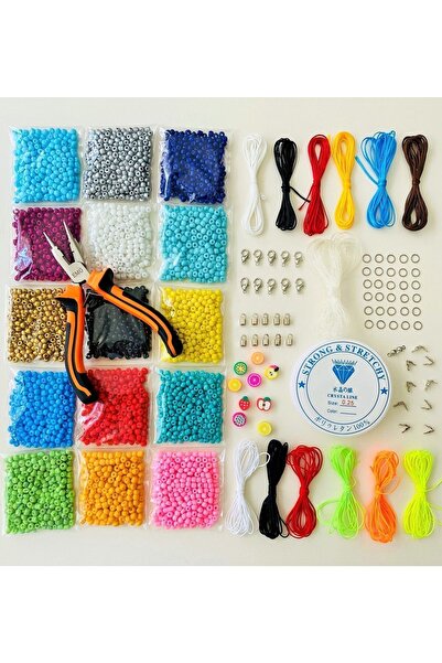 YAĞMUR BİJUTERİ No:62 15 Renk Kum Boncuk - Pense - Misine Set