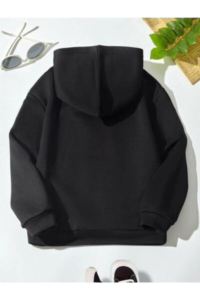 NoVibe Παιδική φούτερ με κουκούλα Unisex Oversize Black Heart Rhythm