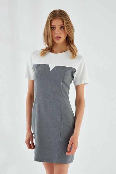 Mixray 4526 Γυναικείο T-Shirt φόρεμα ανθρακί με κούπες