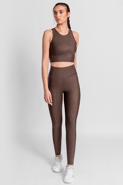 Superstacy Roise Drop Patterned Recovery Bitter Brown Sports Leggings