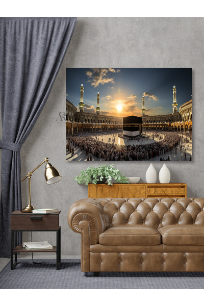 AR AJANS KANVAS TABLO Mekke Gündüz Görüntüsü islami Dekoratif Kanvas TABLO