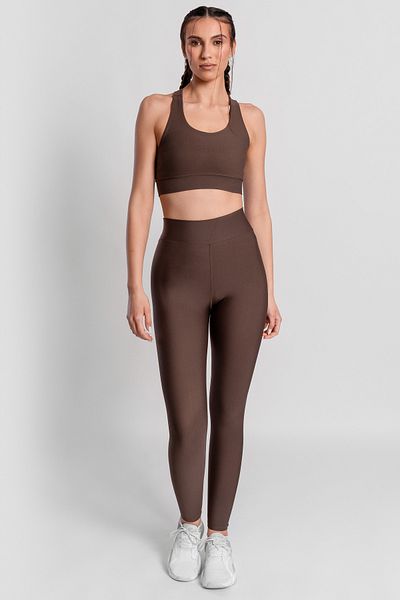 Superstacy V Waist Detailed High Waist Bitter Brown Sports Leggings
