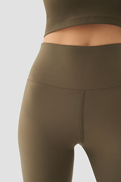 Superstacy Popi Yüksek Bel Haki Spor Tayt