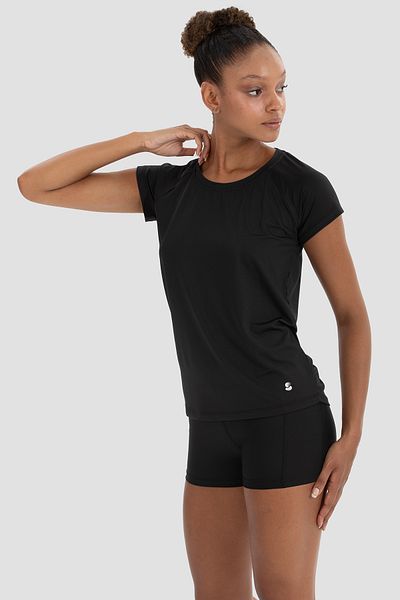 Superstacy Black Short Sleeve Caro Running T-Shirt