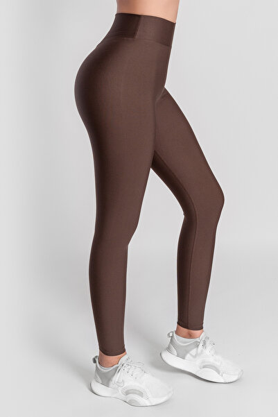 Superstacy V Bel Detaylı Yüksel Bel Acı Kahve Spor Tayt