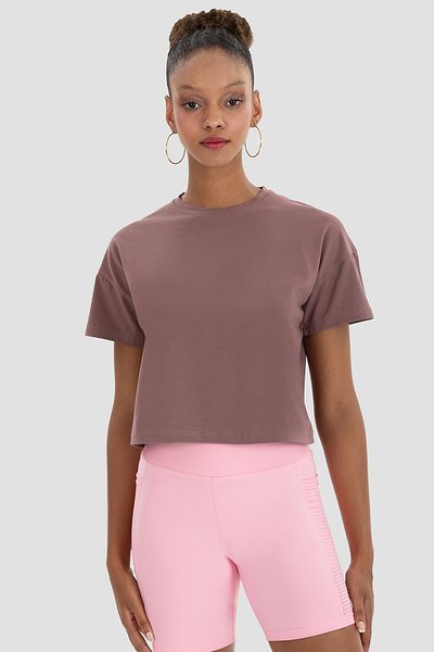 Superstacy Lily Oversize Dark Rose Crop T-Shirt