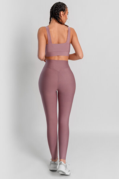 Superstacy V Waist Detailed High Waist Rose Sports Leggings