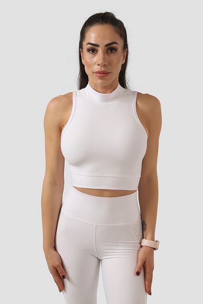 Superstacy Stand Collar White Sports Bra