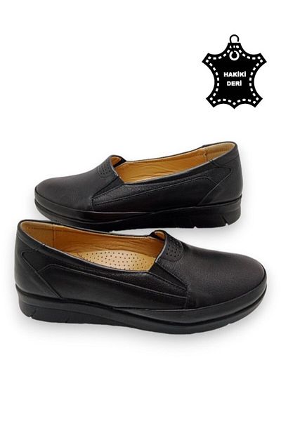 MAGIC SHOES Dámské černé pohodlné celoortopedické boty pro maminky z pravé kůže