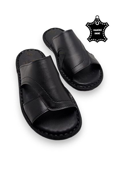 MAGIC SHOES Orthopedic Men's Slippers with All Genuine Leather and Heel Cushion System
