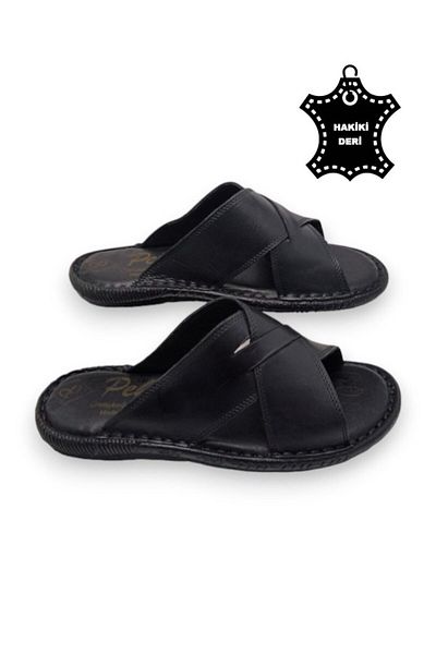 MAGIC SHOES Orthopedic Men's Slippers with All Genuine Leather and Heel Cushion System