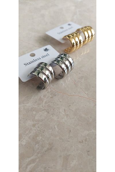 Trend Republic Steel 3 Curved Hoop Earrings