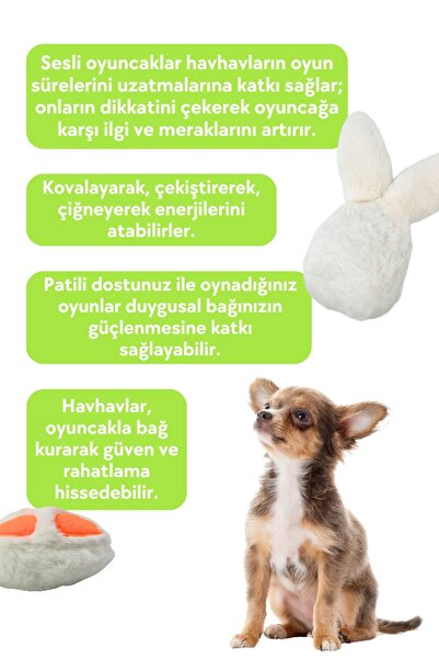 Havhav Hışırtı Sesli Tavşan Küçük Irk Köpek Oyuncağı Ses Çıkaran Peluş Köpek Oyuncağı