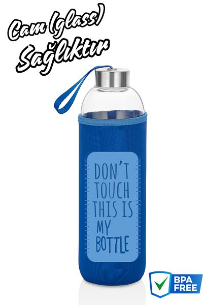 Comprox 1000 ml Blue Healthy Glass Flask - Water Bottle 1lt Sports Flask