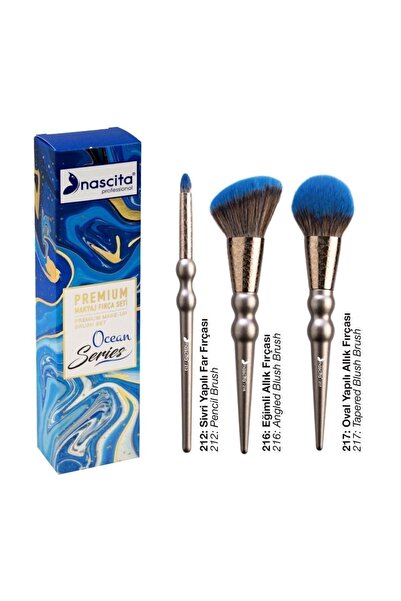 nascita مجموعة فرش مكياج Ocean مكونة من 3 قطع Nasbrushset123