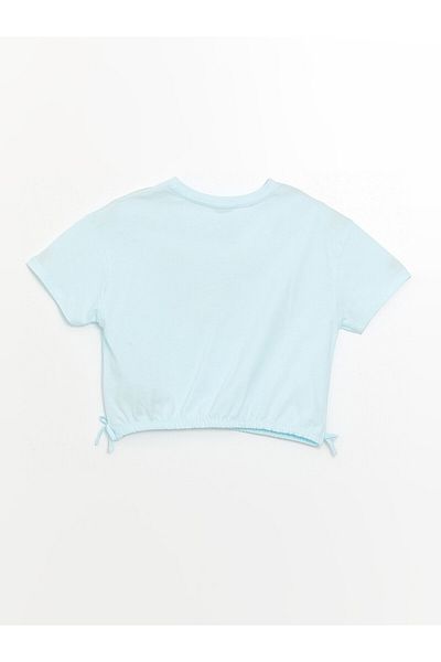 LC Waikiki Tricou crop pentru fete LCW - Gât crew, Imprimat, mânecă scurtă