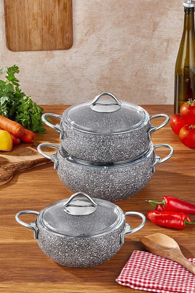 Taç Luna Granite 3-Piece Casserole Set Gray
