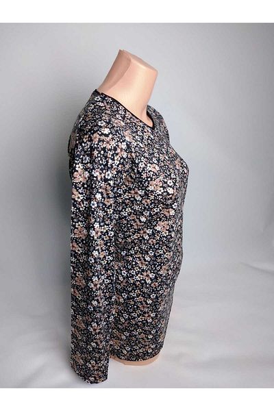 YAŞAR TRİKO Tricou Mother din viscoză maro cu decolteu în V - Bluză de vară cu mâneci lungi și fante