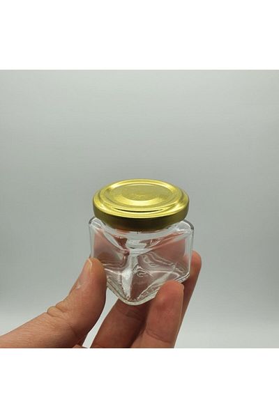 Paşabahçe 40 Cc Transparent Square Glass Jar - With Metal Lid - 50 Pieces