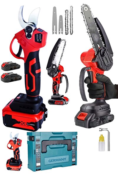 Germany Steel 2 Li Set 598vf 2 Akülü Çelik Şanzuman Şarjlı Dal Ağaç Kesme Bağ...