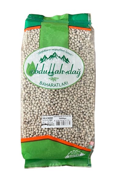 Hacıoğlu baharat Hatay Local White Pepper White Black Pepper Grain 1 kg / 1000 Gr