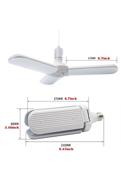 SULED Sl-1019 Pervane Ampül 40-45 W 3 Kollu Katlanır Pervane Led Ampül Tasarruflu Kanatlı Led