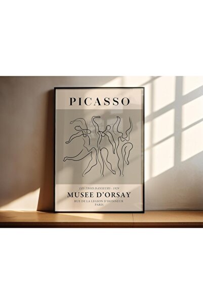 Linacci Single Black Metal Framed Artistic Abstract Painter Poster Glass Painting Set