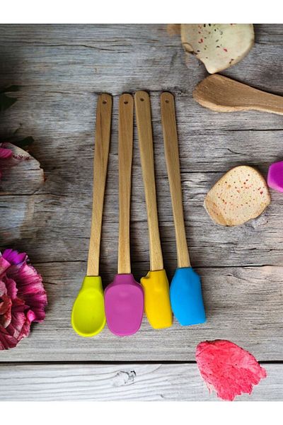 HİNESSA 4-PIECE LONG BAMBOO SPATULA SET