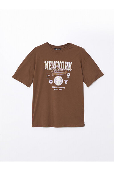 LC Waikiki Dámské triko LCW – výstřih, potištěný, krátký rukáv