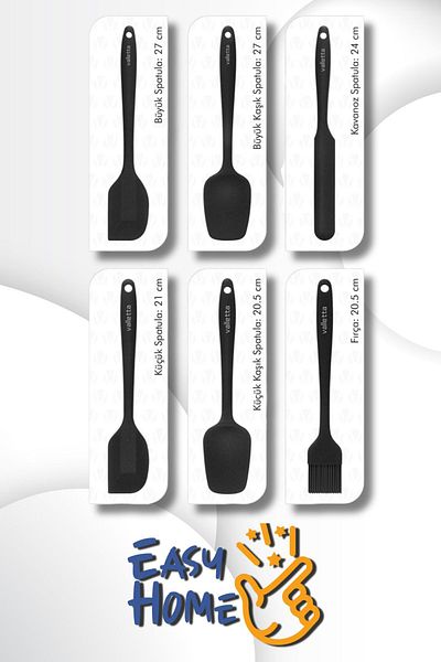 EasyHome Eucalyptus Premium Lux - Heat Resistant Fireproof Non-Stick Silicone Spatula and Spoon Set (6 PIECES)