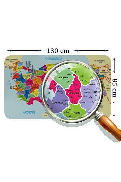DESTİ GO World and Turkey Map Children's Room Wall Sticker - Educational and Instructional, 85x130cm - 3882