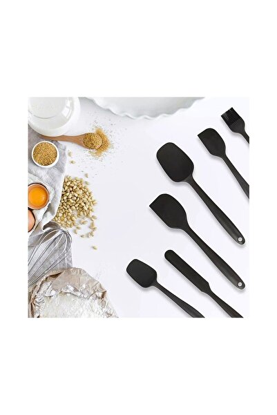 EasyHome Eucalyptus Premium Lux - Heat Resistant Fireproof Non-Stick Silicone Spatula and Spoon Set (6 PIECES)