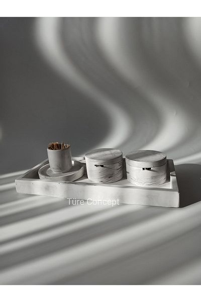 Ture Concept مجموعة وعاء فلفل ملح منقوشة بالرخام