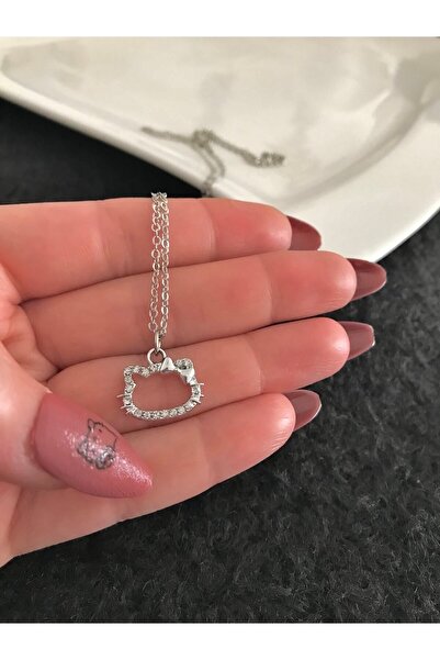 bohemian takı tasarim Minimal Zirkon Taşlı Hello Kitty Kolye