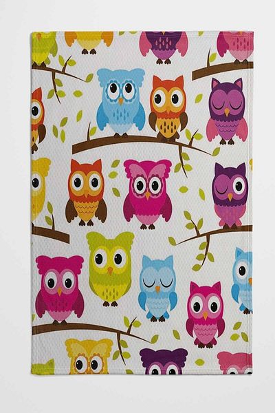 Else Dekor Colorful Owls Patterned Bedspread with Pillows Baby Pique Set