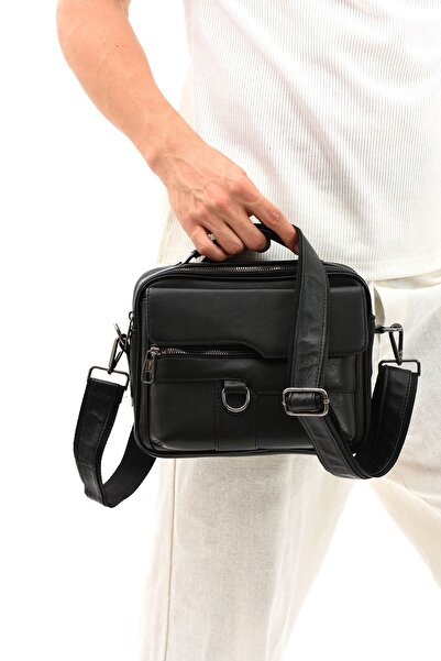 Erzeno Ανδρική τσάντα ώμου και χιαστί με μακρύ λουράκι από γνήσιο δέρμα