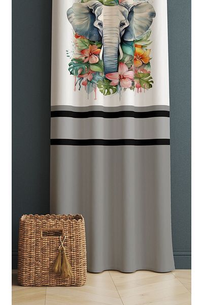 Else Dekor 140x260 cm Elefanti colorati cu modele imprimate perna cu capac sufragerie fundal bucatarie perdea