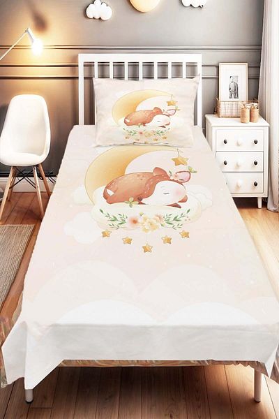 Else Dekor Crescent and Star Gazelle Patterned Children's and Baby's Bedspread - Sleeping Design